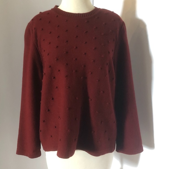 Sonia Rykiel Merlot Burgundy Dot Detail Wool Top